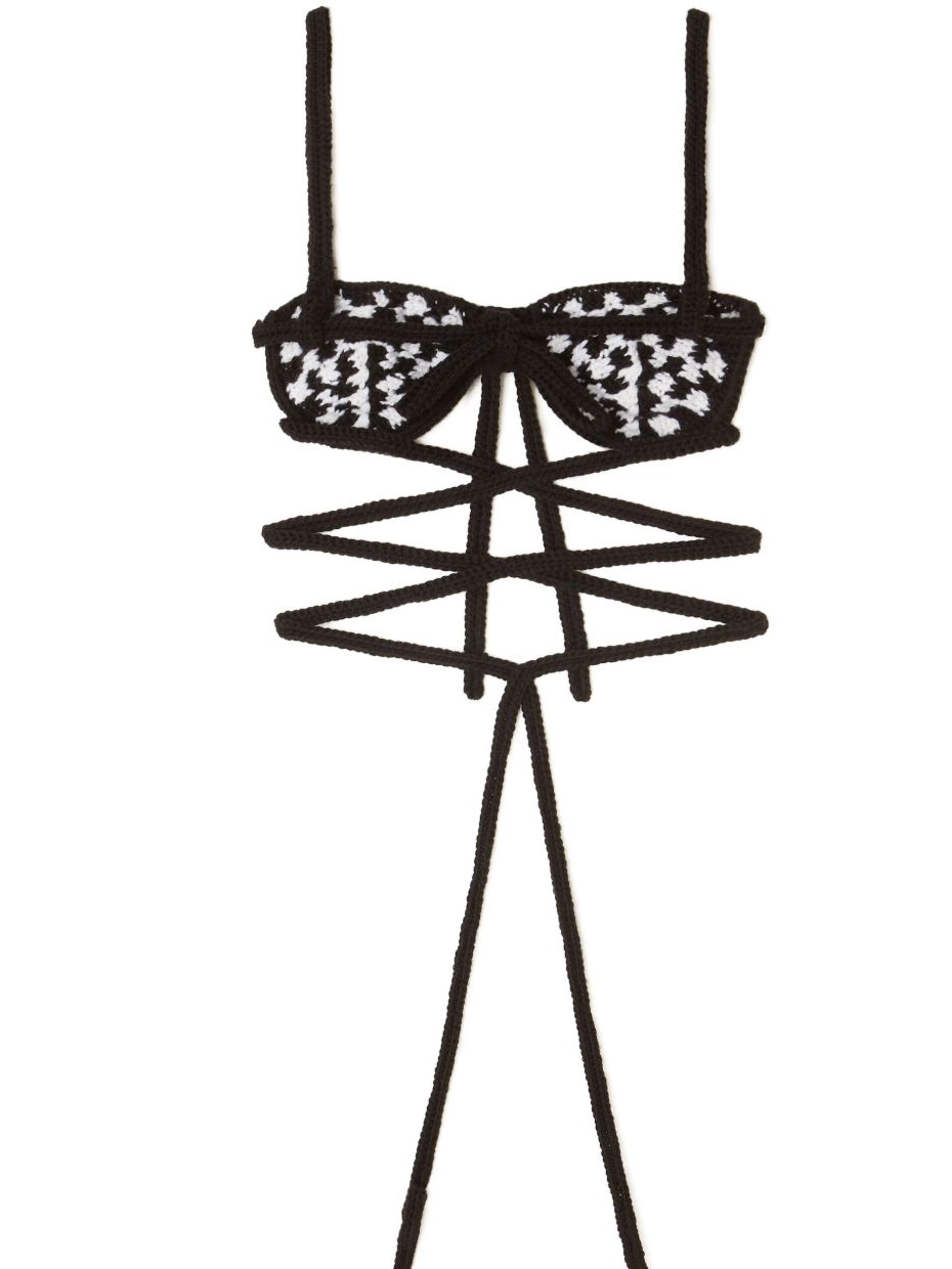 Cheap Alanui bra Women crochet check-pattern 0717
